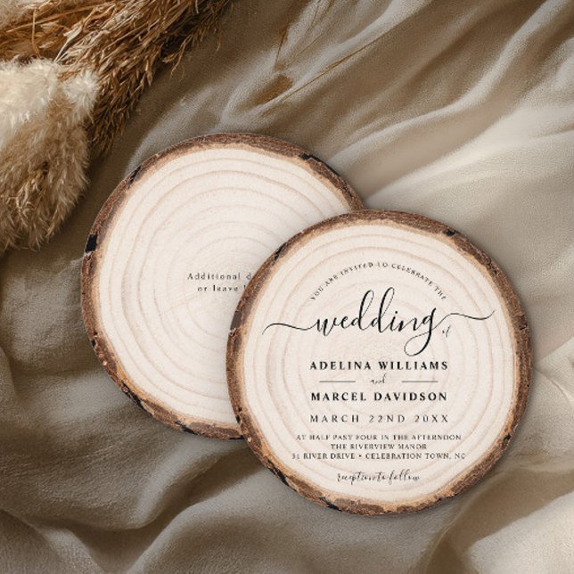 Invitation Rustique Moderne Bois Naturel Élégant Mariage de g (Créateur téléchargé)