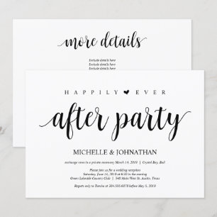 Invitation Rustique moderne, Écriture noire, Elopement Mariag