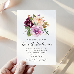 Invitation Rustique Moody Watercolor Floral Graduation Party