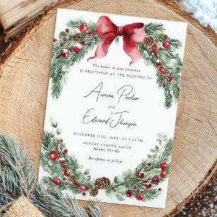 Invitation Rustique Noël hiver Mariage de verdure