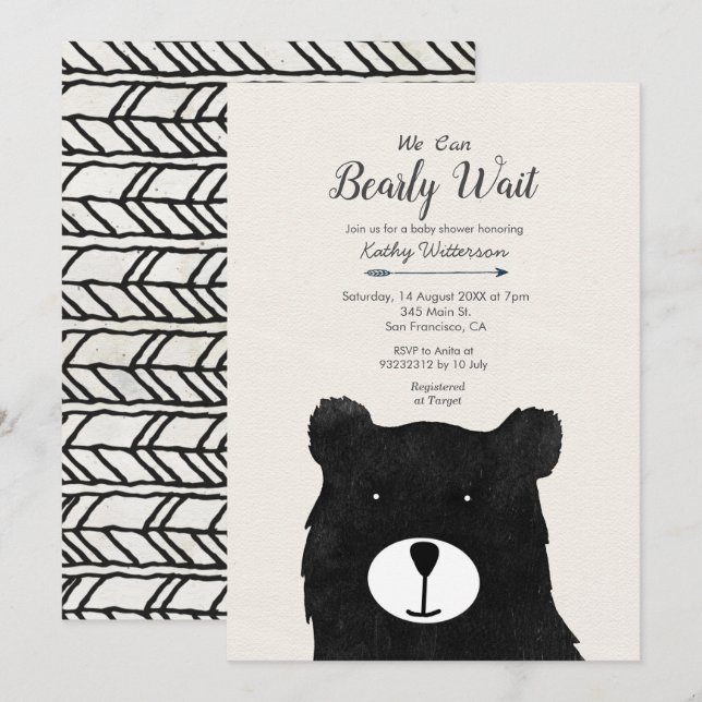 Invitation Rustique Nous pouvons attendre baby shower (Devant / Derrière)