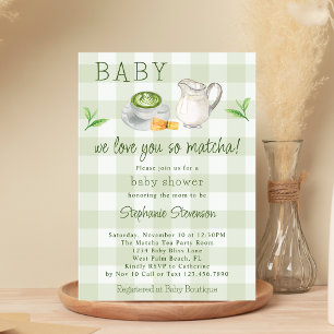 Invitation Rustique Nous t'aimons tellement Thème Matcha Thé