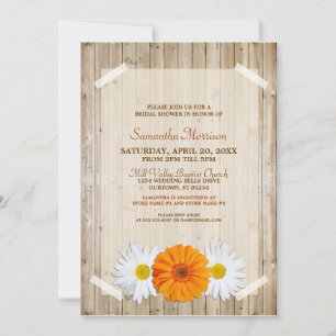 Invitation Rustique Orange Daisy