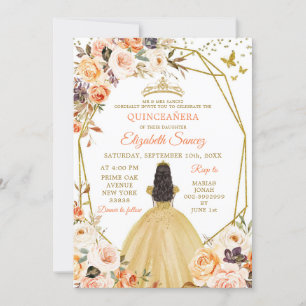 Invitation Rustique Orange Fall Princesse Quinceañera Invitat