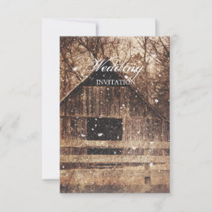 Invitation rustique ouest pays grange d'hiver mariage