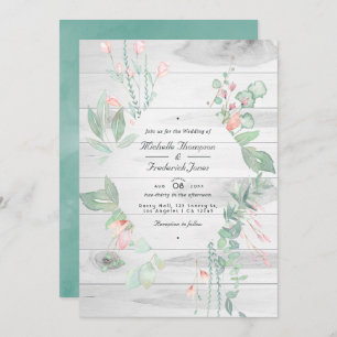 Invitation Rustique Pastel Verdure Pays Jardin Mariage
