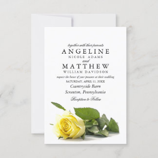 Invitation Rustique Pays Rose jaune Classé Floral Mariage I
