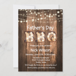 Invitation rustique pour barbecue de la fête des p