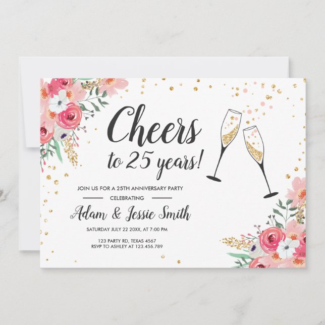 Invitation Rustique pour les 25 Ans de Mariage Flo (Devant)