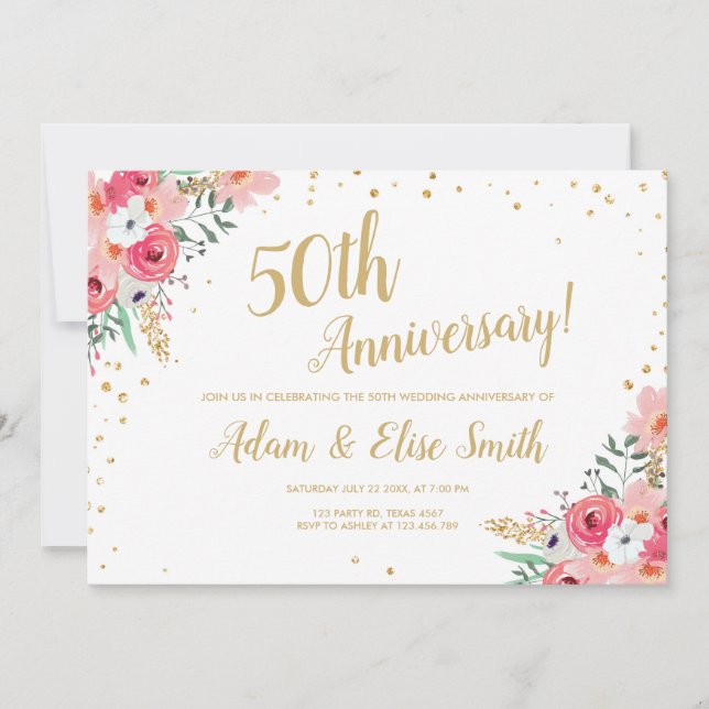 Invitation rustique pour les 50 ans de mariage ave (Devant)