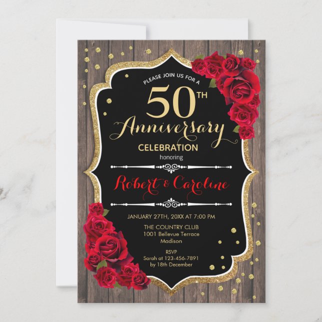 Invitation Rustique pour les 50 Ans de Mariage - B (Devant)