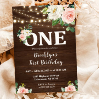 Invitation Rustique premier anniversaire