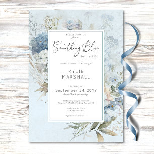 Invitation Rustique Quelque chose Bleu Blanc Floral Fête des 