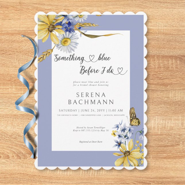 Invitation Rustique Quelque Chose De Bleu Avant De Faire Fête (Rustic Something Blue Before I Do Bridal Shower Invitation)