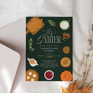 Invitation Rustique Rassemblons Thanksgiving Diner Vert