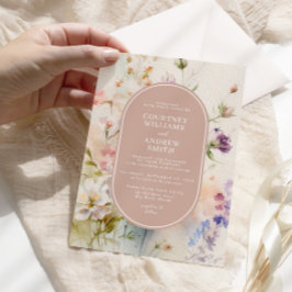 Invitation Rustique Retro Fleur sauvage d'aquarelle Mariage