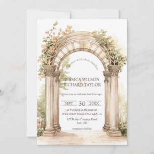 Invitation Rustique Romantique Arc Beige Ranch ferme grange