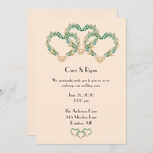 Invitation Rustique romantique Joli Mariage (Devant / Derrière)