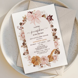 Invitation Rustique rose Automne Petit Baby shower Citrouille