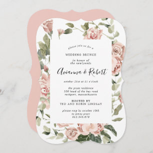Invitation Rustique rose Floral Post Mariage Brunch Invitatio