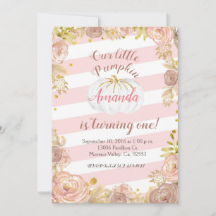 Invitation Rustique rose Notre Citrouille tourne une invitati