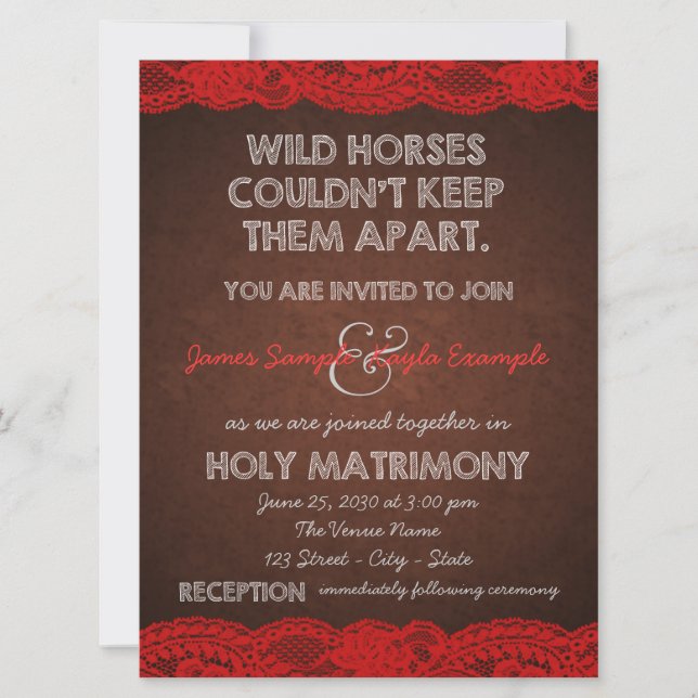 Invitation Rustique rouge et Mariage campagnard Brown (Devant)