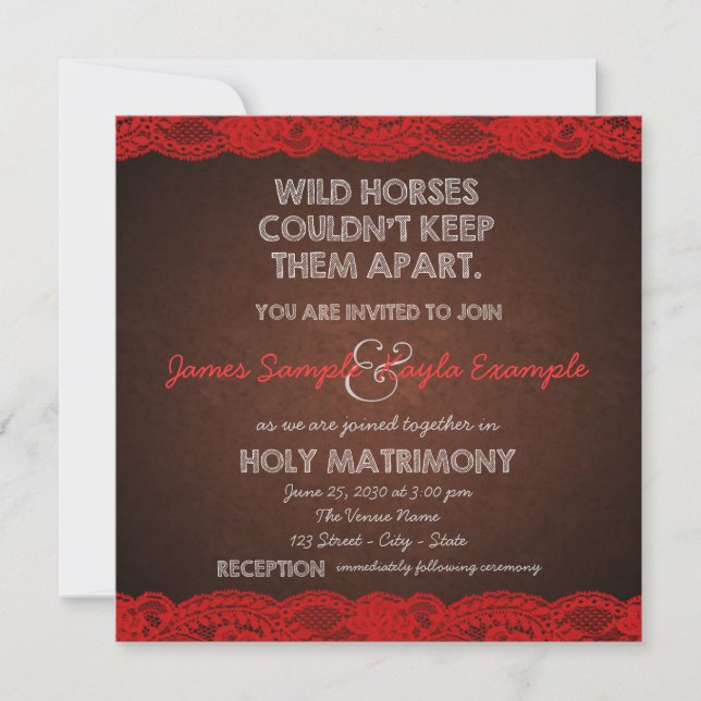 Invitation Rustique rouge et Mariage campagnard Brown (Devant)
