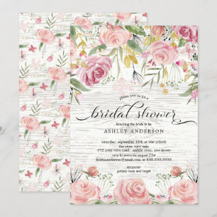 Invitation Rustique rougissent la Fête de la mariée florale
