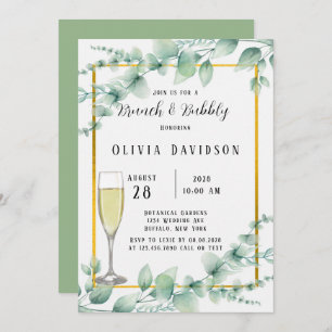 Invitation Rustique Sage Vert verdure Or Brunch & Bubbly