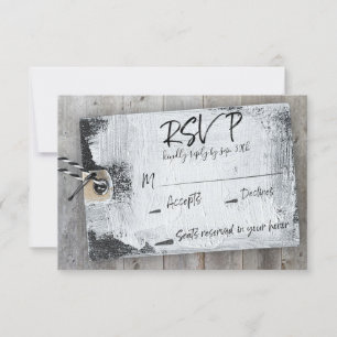 Invitation Rustique Scrapbook Noir et Blanc Balise Mariage RS