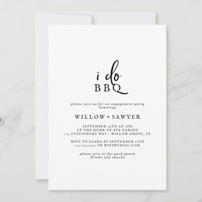 Invitation Rustique Script I Do BBQ Engagement Party Invitati (Devant)