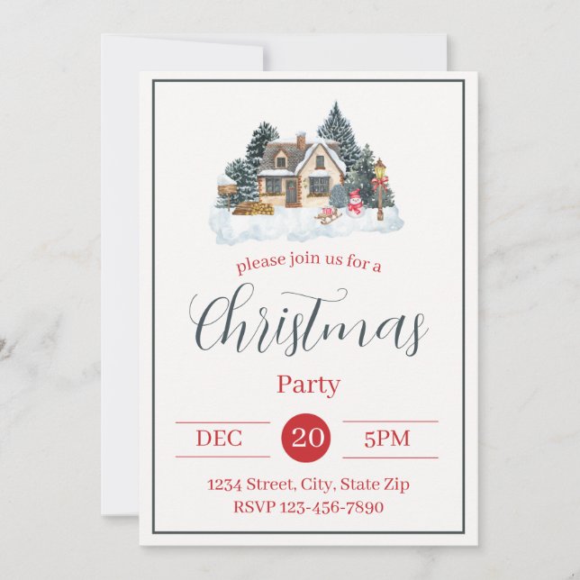 Invitation Rustique Snowy House | Hiver (Devant)
