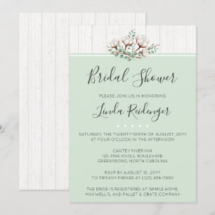 Invitation Rustique Southern Cotton Bridal Douche