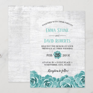 Invitation Rustique Succulent Floral Grange Bois Élégant Mari