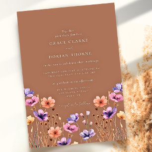 Invitation Rustique Terracotta Boho Fleur sauvage Mocha Maria