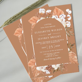 Invitation Rustique Terracotta Boho Pampas Arché Mariage