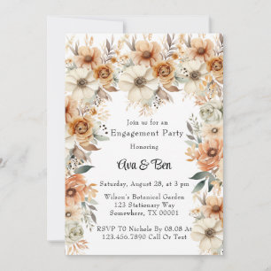 Invitation Rustique Terracotta Cream Floral Engagement Party