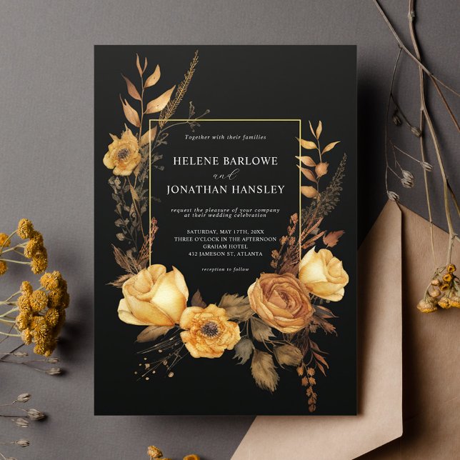 Invitation Rustique Terracotta Élégant Dark Moody Mariage de  (Rustic Terracotta Elegant Dark Moody Fall Wedding Invitation)