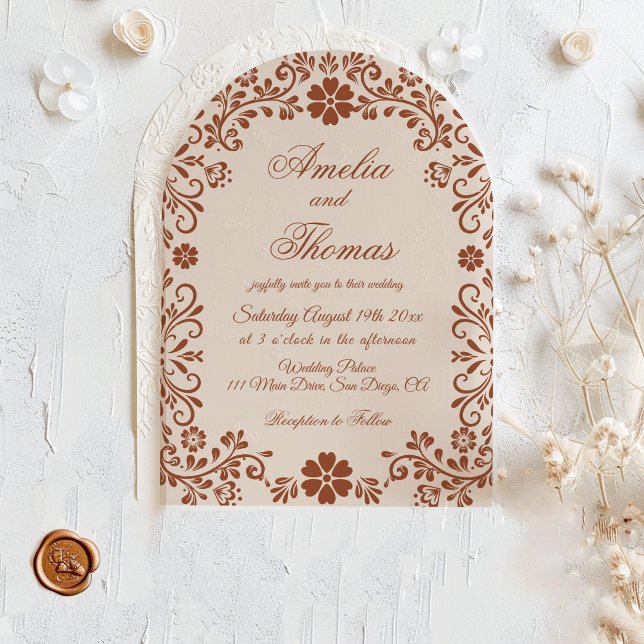Invitation Rustique Terracotta Floral Mariage mexicain (Créateur téléchargé)