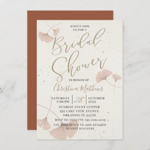 Invitation Rustique Terracotta Gold Bridal Douche