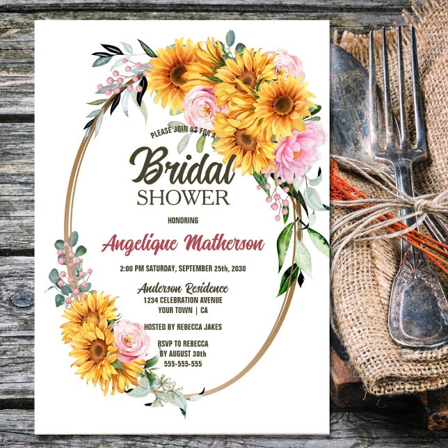Invitation Rustique Tournesol Bridal Douche (Créateur téléchargé)