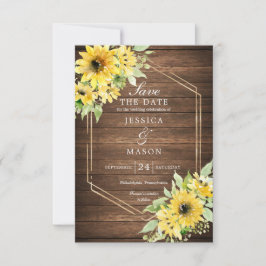 Invitation Rustique Tournesol Vert Mariage Enregistrer La Dat
