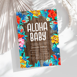 Invitation Rustique Tropical Palm Feuilles Baby shower Aloha