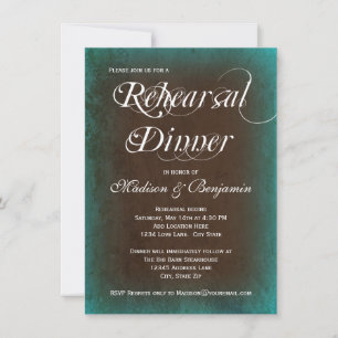 Invitation Rustique Turquoise Brown Dîner de répétition Invit