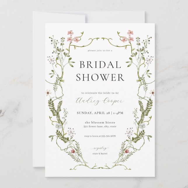Invitation Rustique Verdure & Floral Douche nuptia (Devant)