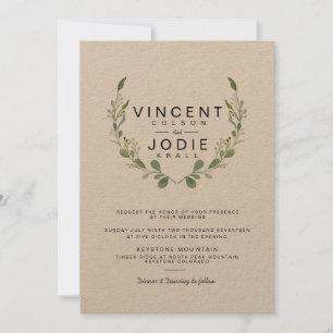 Invitation Rustique verdure Wreath Aquarelle Mariage Inviter