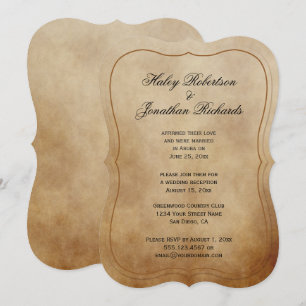Invitation Rustique Vintage Brown Tan Ivory Réception uniquem