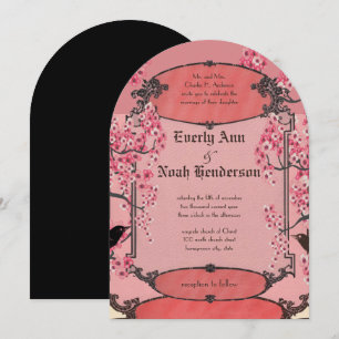 Invitation Rustique Vintage Cherry Blossom Art Déco Mariage
