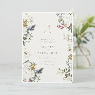 Invitation Rustique Vintage Floral Line Art Arch Mariage Invi