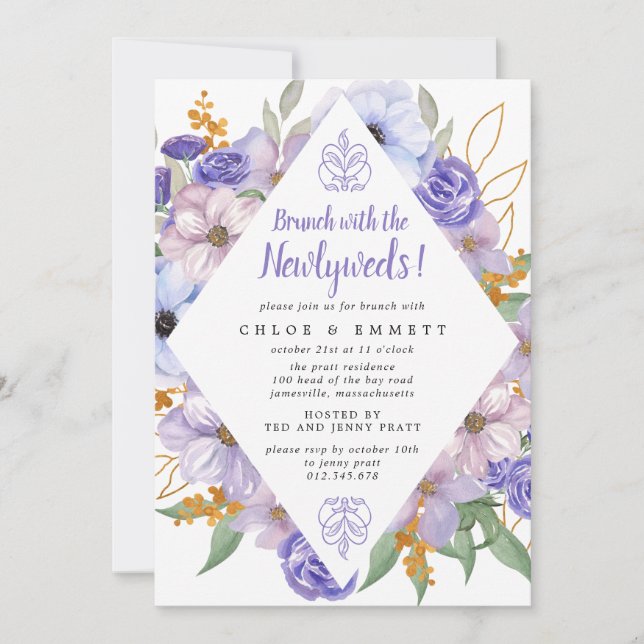 Invitation Rustique Violet pour le Brunch des Nouv (Devant)